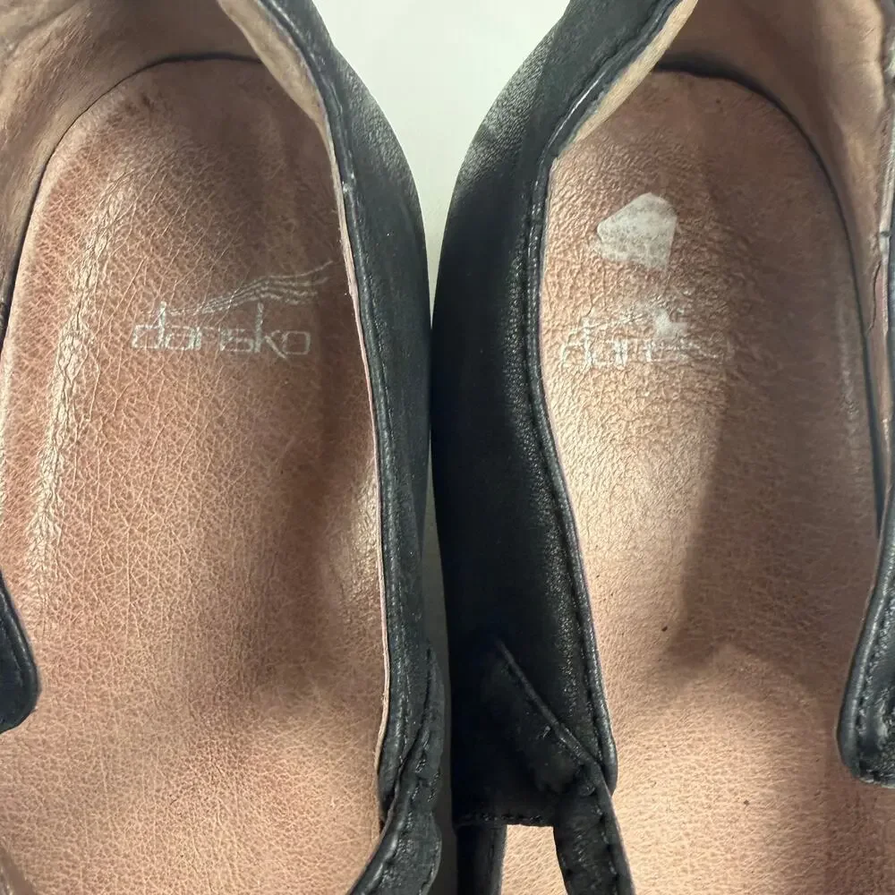 Dansko Black Leather Mary Jane Wedge Shoes Comfortable Casual Size 39 (8.5-9)